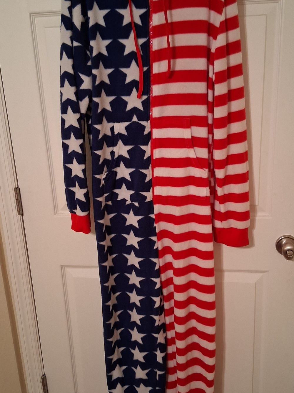 Stars & Stripes One-Piece Pajama Romper - Red, White & Blue